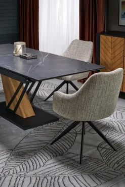 Halmar Stoły*VOLANT 140 stół rozkładany, blat - czarny marmur, nogi - dąb złoty / czarny (3p=1szt)1 sztuka