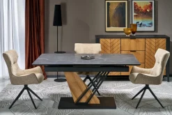 Halmar Stoły*VOLANT 140 stół rozkładany, blat - czarny marmur, nogi - dąb złoty / czarny (3p=1szt)1 sztuka