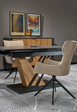 Halmar Stoły*VOLANT 140 stół rozkładany, blat - czarny marmur, nogi - dąb złoty / czarny (3p=1szt)1 sztuka