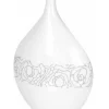 ArteHome Wazony*Wazon biały dekoracyjny w kwietny srebrny motyw 35 cm