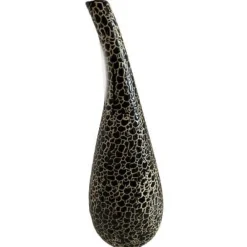 ArteHome Wazony*Wazon dekoracyjny w czarno-złote zdobienia z wygiętą szyjką 36cm