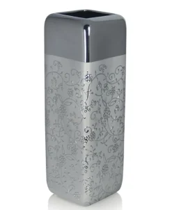 ArteHome Wazony*Wazon srebrny elegancki z dekoracyjnym kwietnym motywem 45 cm