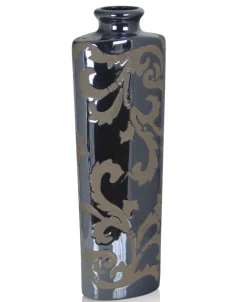 ArteHome Wazony*Wazon wysoki lustrzany szare połyskujące wykończenie w gałązki 40 cm