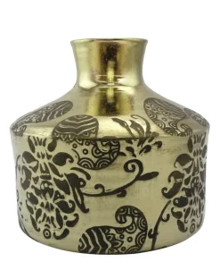 ArteHome Wazony*Wazon złoty roślinny motyw Golden Vase 20 cm