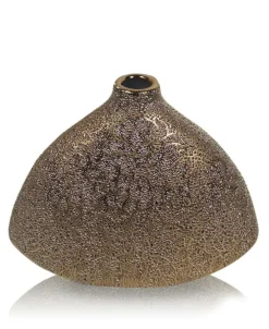 ArteHome Wazony*Wazon złoty z perełkowymi zdobieniami w trójkątnym kształcie 18 cm