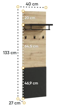 Lenart Wieszaki Do Przedpokoju|Wieszaki*Wieszak do przedpokoju Quant QG-07 dąb artisan