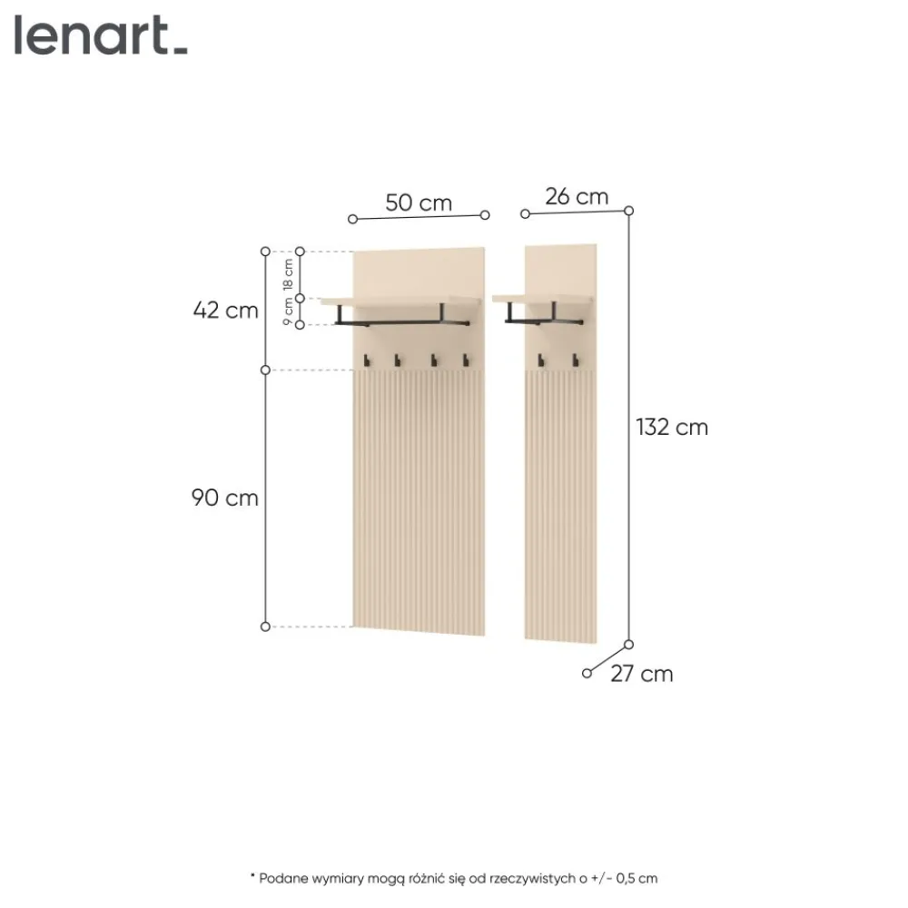 Lenart Wieszaki Do Przedpokoju|Wieszaki*Wieszak do przedpokoju TREND TG-06 Beż piaskowy + czarny