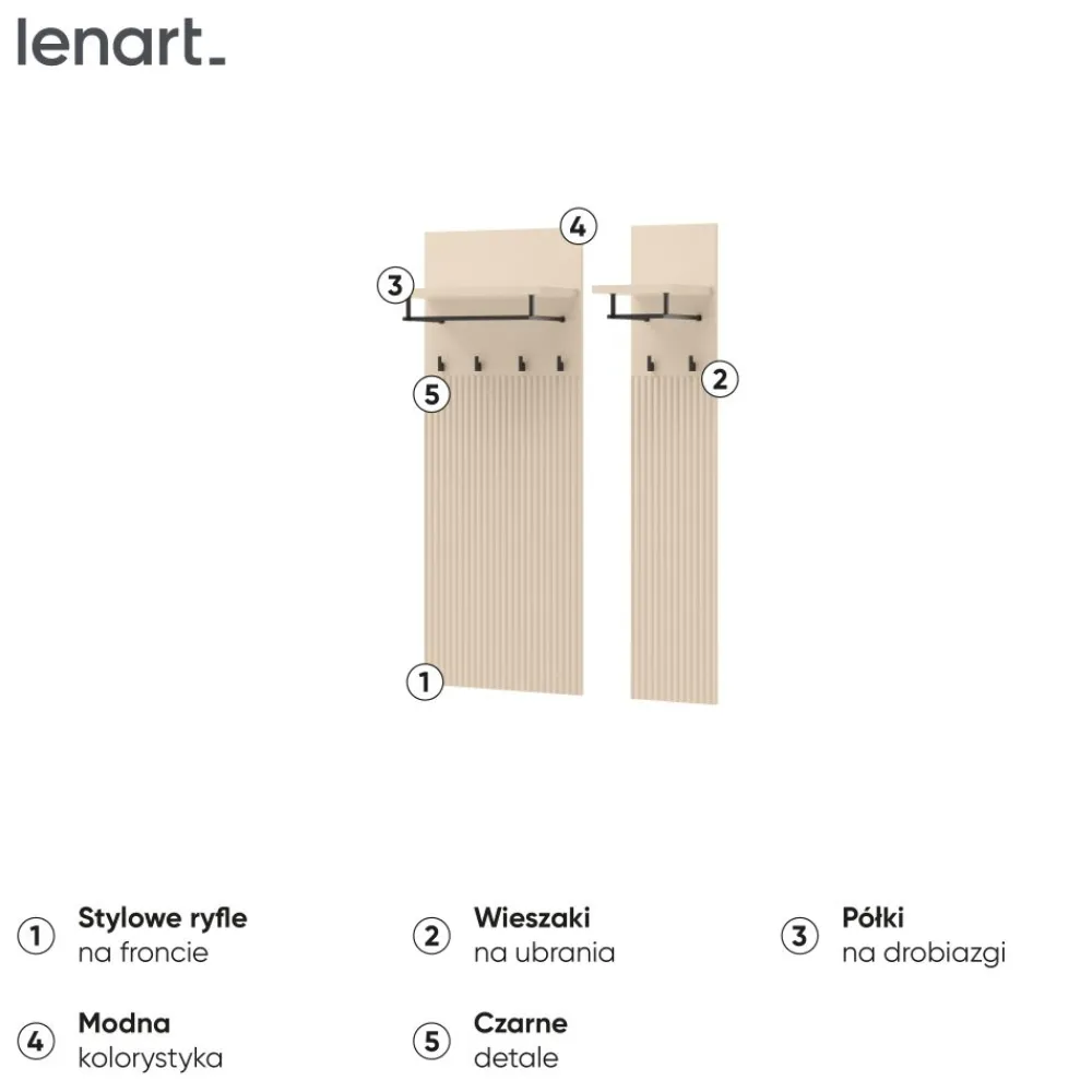 Lenart Wieszaki Do Przedpokoju|Wieszaki*Wieszak do przedpokoju TREND TG-06 Beż piaskowy + czarny