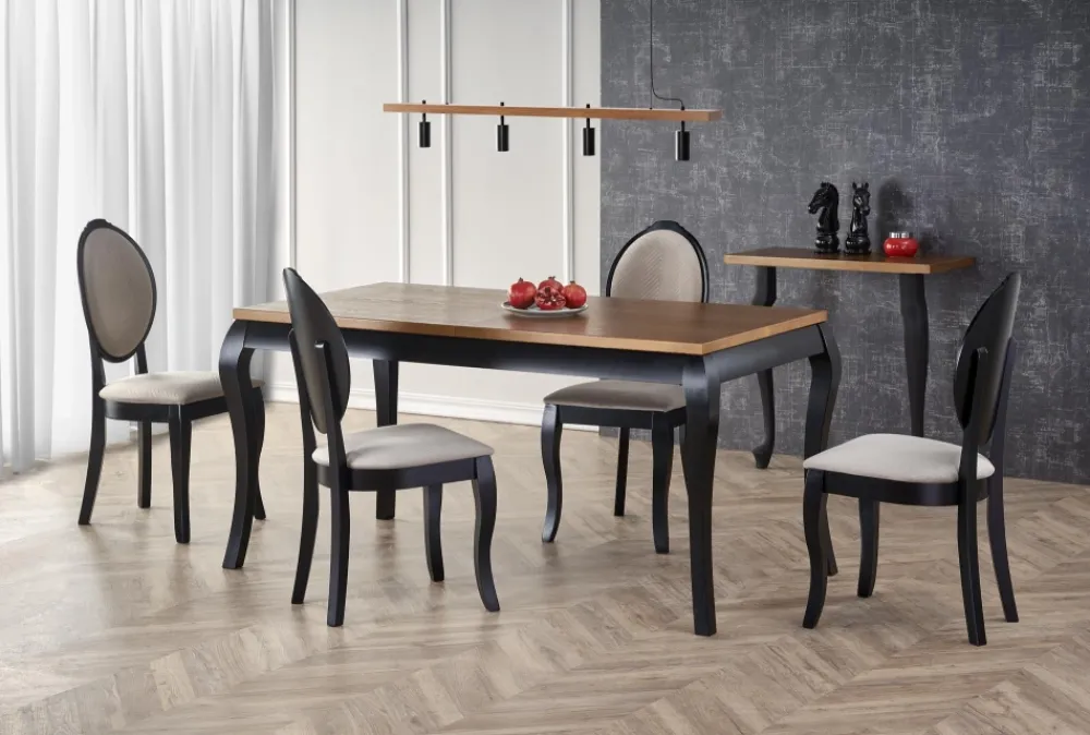 Halmar Stoły*WINDSOR stół rozkładany 160-240x90x76 cm kolor ciemny dąb/czarny (2p=1szt)1 sztuka