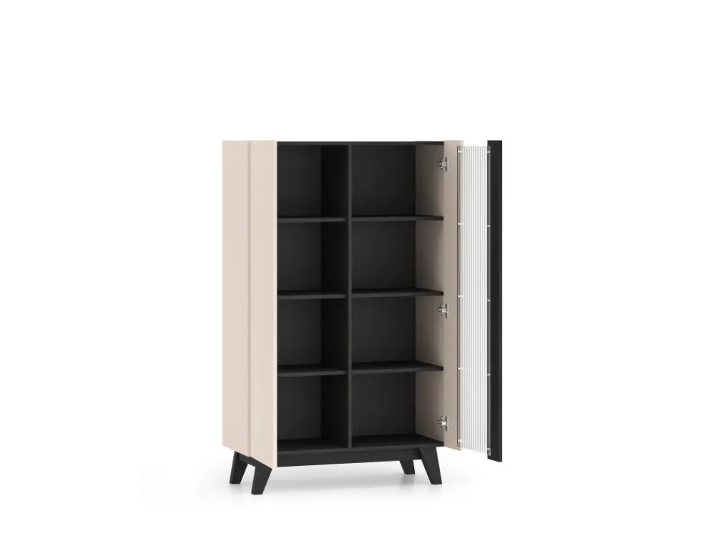 ML Meble Witryny Do Jadalni|Witryny Do Salonu*Witryna kaszmirowa Freshion 02 cashmere/czarny - witryna 1D1W