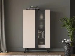 ML Meble Witryny Do Jadalni|Witryny Do Salonu*Witryna kaszmirowa Freshion 02 cashmere/czarny - witryna 1D1W