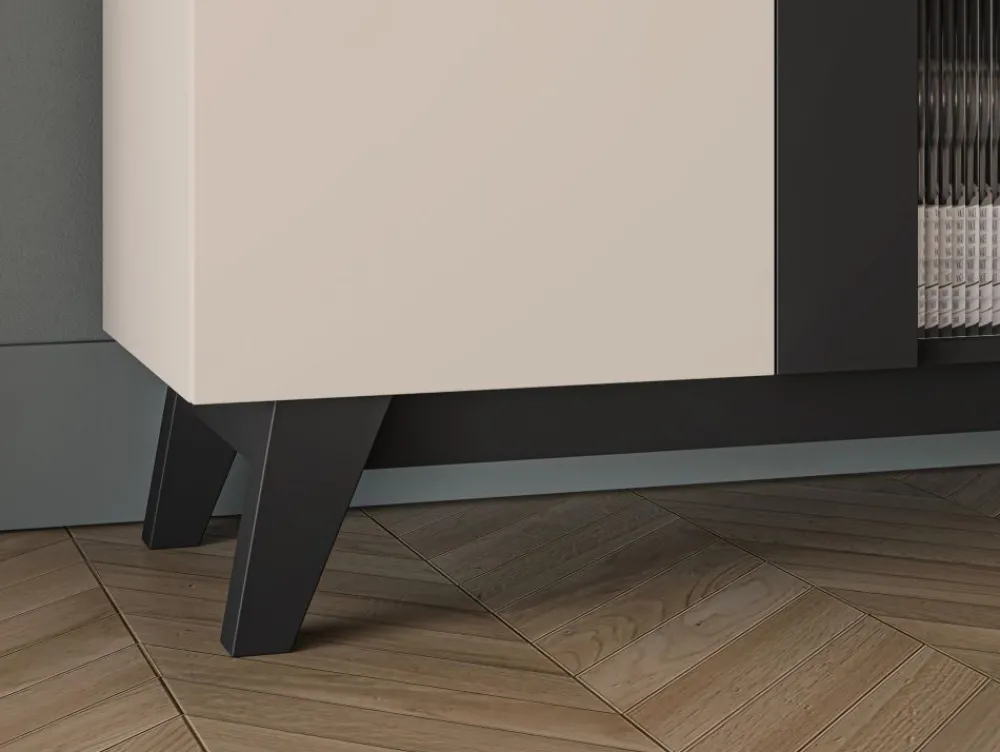 ML Meble Witryny Do Jadalni|Witryny Do Salonu*Witryna kaszmirowa Freshion 02 cashmere/czarny - witryna 1D1W