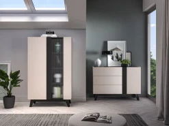 ML Meble Witryny Do Jadalni|Witryny Do Salonu*Witryna kaszmirowa Freshion 02 cashmere/czarny - witryna 1D1W