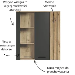 Mebelbos Witryny Do Jadalni|Witryny Do Salonu*Witryna wisząca 90 cm – nowoczesna witryna ze szkłem hartowanym Esteban