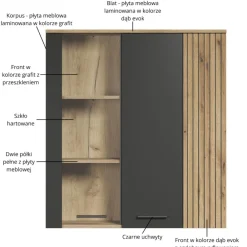 Mebelbos Witryny Do Jadalni|Witryny Do Salonu*Witryna wisząca 90 cm – nowoczesna witryna ze szkłem hartowanym Esteban
