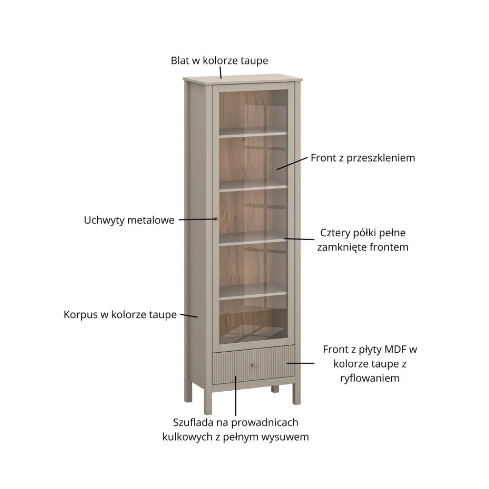 Mebelbos Witryny Do Jadalni|Witryny Do Salonu*Witryna z szufladą kolor taupe KLEO Lewa / Prawa KLEO KL-11