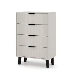 Mebelbos Komody Do Biura|Komody Do Przedpokoju*Wysoka kaszmirowa komoda z czterem szufladami 4S, ryflowane fronty BORG DUO