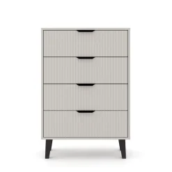 Mebelbos Komody Do Biura|Komody Do Przedpokoju*Wysoka kaszmirowa komoda z czterem szufladami 4S, ryflowane fronty BORG DUO