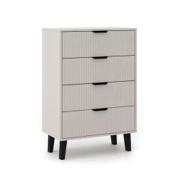 Mebelbos Komody Do Biura|Komody Do Przedpokoju*Wysoka kaszmirowa komoda z czterem szufladami 4S, ryflowane fronty BORG DUO