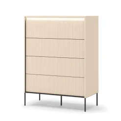 Lenart Komody Do Biura|Komody Do Przedpokoju*Wysoka komoda do sypialni z szufladami TREND TS-04 Beż piaskowy + czarny
