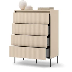 Lenart Komody Do Biura|Komody Do Przedpokoju*Wysoka komoda do sypialni z szufladami TREND TS-04 Beż piaskowy + czarny