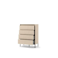 Lenart Komody Do Biura|Komody Do Przedpokoju*Wysoka komoda do sypialni z szufladami TREND TS-04 Beż piaskowy + czarny