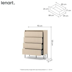 Lenart Komody Do Biura|Komody Do Przedpokoju*Wysoka komoda do sypialni z szufladami TREND TS-04 Beż piaskowy + czarny