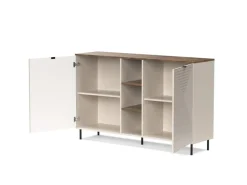 Mebelbos Komody Do Biura|Komody Do Przedpokoju*Wysoka komoda ryflowana EVO 2D kaszmir / dąb castello EO-08