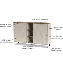 Mebelbos Komody Do Biura|Komody Do Przedpokoju*Wysoka komoda ryflowana EVO 2D kaszmir / dąb castello EO-08