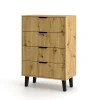 Mebelbos Komody Do Biura|Komody Do Przedpokoju*Wysoka komoda z czterem szufladami 4S, ryflowane fronty dąb artisan BORG DUO
