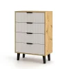 Mebelbos Komody Do Biura|Komody Do Przedpokoju*Wysoka komoda z czterem szufladami 4S, dąb artisan i kaszmir BORG DUO