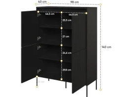 Dzieci Lenart Komody Do Biura|Komody Do Przedpokoju*Wysoka komoda z lamelami Trend TR-03 czarna