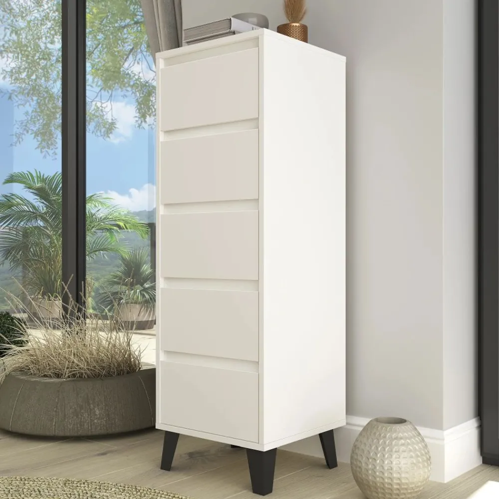 Mebelbos Komody Do Biura|Komody Do Przedpokoju*Wysoka komoda z pięcioma szufladami, skandynawska BORG