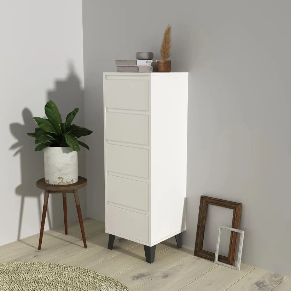 Mebelbos Komody Do Biura|Komody Do Przedpokoju*Wysoka komoda z pięcioma szufladami, skandynawska BORG