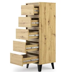 Mebelbos Komody Do Biura|Komody Do Przedpokoju*Wysoka komoda z pięcioma szufladami, dąb artisan BORG