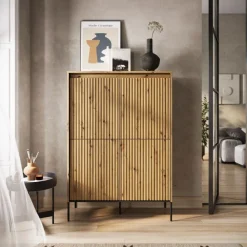 Dzieci Lenart Komody Do Biura|Komody Do Przedpokoju*Wysoka, ryflowana komoda Trend TR-03 szara