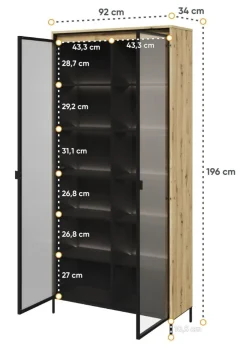 Lenart Szafki I Regały Do Biura|Witryny Do Jadalni*Wysoka szklana witryna Trend TR-07 dąb artisan