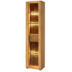 Dekort Witryny Do Jadalni|Witryny Do Salonu*Wysoka witryna dębowa z oświetleniem Tramonto Typ 10 strona prawa