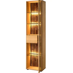 Dekort Witryny Do Jadalni|Witryny Do Salonu*Wysoka witryna dębowa z oświetleniem Tramonto Typ 10 strona prawa