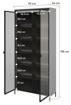 Lenart Szafki I Regały Do Biura|Witryny Do Jadalni*Wysoka witryna loftowa Trend TR-07 szara