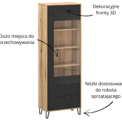 Mebelbos Witryny Do Jadalni|Witryny Do Salonu*Wysoka witryna z 2 szufladami Bellano 1W2S