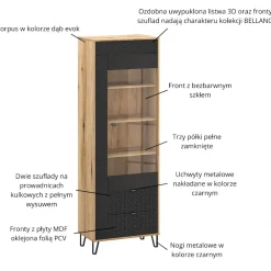 Mebelbos Witryny Do Jadalni|Witryny Do Salonu*Wysoka witryna z 2 szufladami Bellano 1W2S