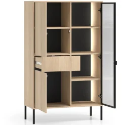 ML Meble Witryny Do Jadalni|Witryny Do Salonu*Wysoka witryna z podświetleniem Barnee 01