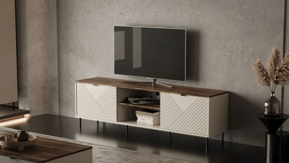 Mebelbos Szafki I Regały Do Biura|Szafki I Regały Do Jadalni*Wysoki regał otwarty EVO 1D kaszmir / dąb castello EO-05