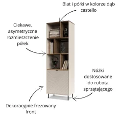 Mebelbos Szafki I Regały Do Biura|Szafki I Regały Do Jadalni*Wysoki regał otwarty EVO 1D kaszmir / dąb castello EO-05