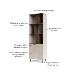 Mebelbos Szafki I Regały Do Biura|Szafki I Regały Do Jadalni*Wysoki regał otwarty EVO 1D kaszmir / dąb castello EO-05