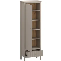 Mebelbos Szafki I Regały Do Biura|Szafki I Regały Do Jadalni*Wysoki regał ryflowany z szafką i szufladą kolor taupe Lewy / Prawy KLEO KL-07