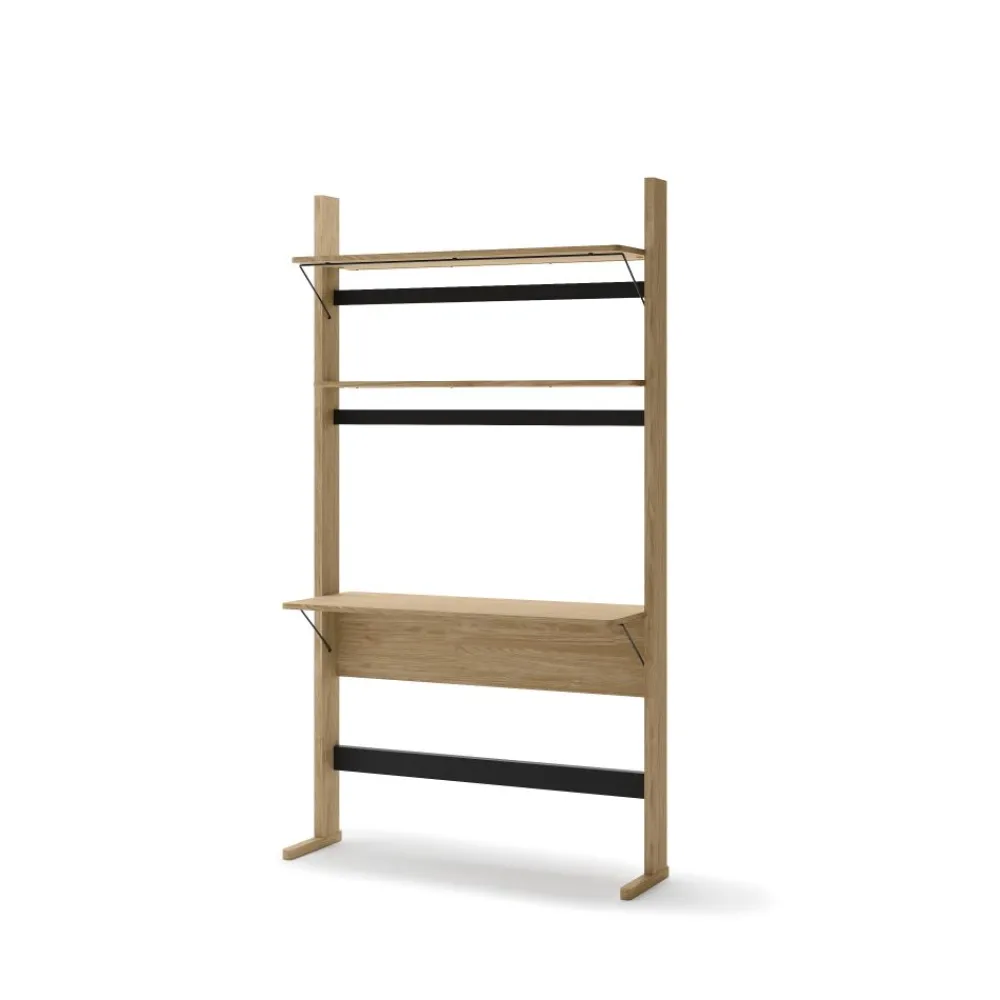 Dzieci Lenart Szafki I Regały Do Biura|Biurka Do Biura*Wysoki regał z biurkiem OLLIE OL-04 dąb olejowany+ czarny