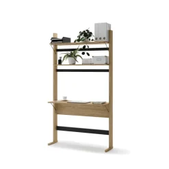 Dzieci Lenart Szafki I Regały Do Biura|Biurka Do Biura*Wysoki regał z biurkiem OLLIE OL-04 dąb olejowany+ czarny