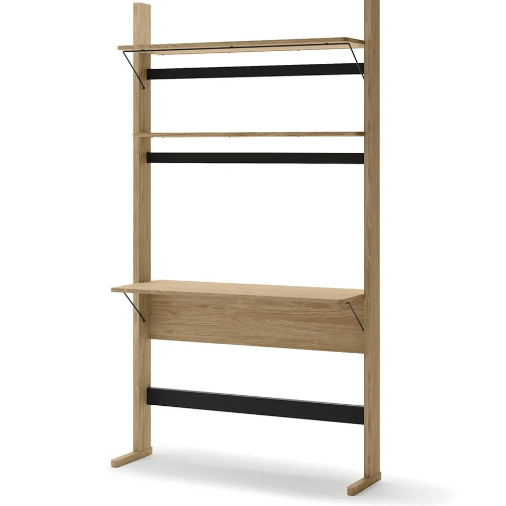 Dzieci Lenart Szafki I Regały Do Biura|Biurka Do Biura*Wysoki regał z biurkiem OLLIE OL-04 dąb olejowany+ czarny